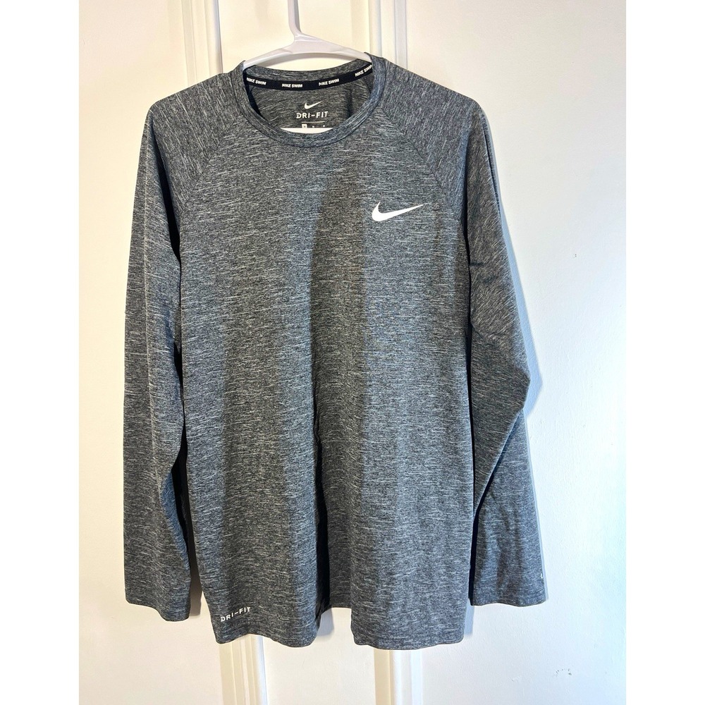 Nike Swim Dri-FIT Hydroguard Rash Guard Mens M Gray Long Sleeve UPF 40+
